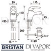 Bristan Java Basin Mixer Side Action Pop-Up Waste Tap Dimensions